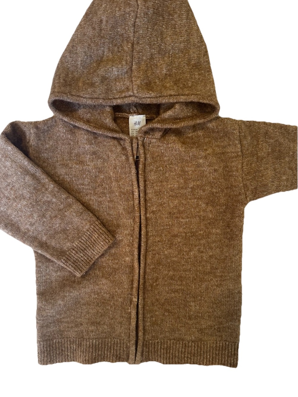 H&M Beige Knit Hooded Zip Cardigan